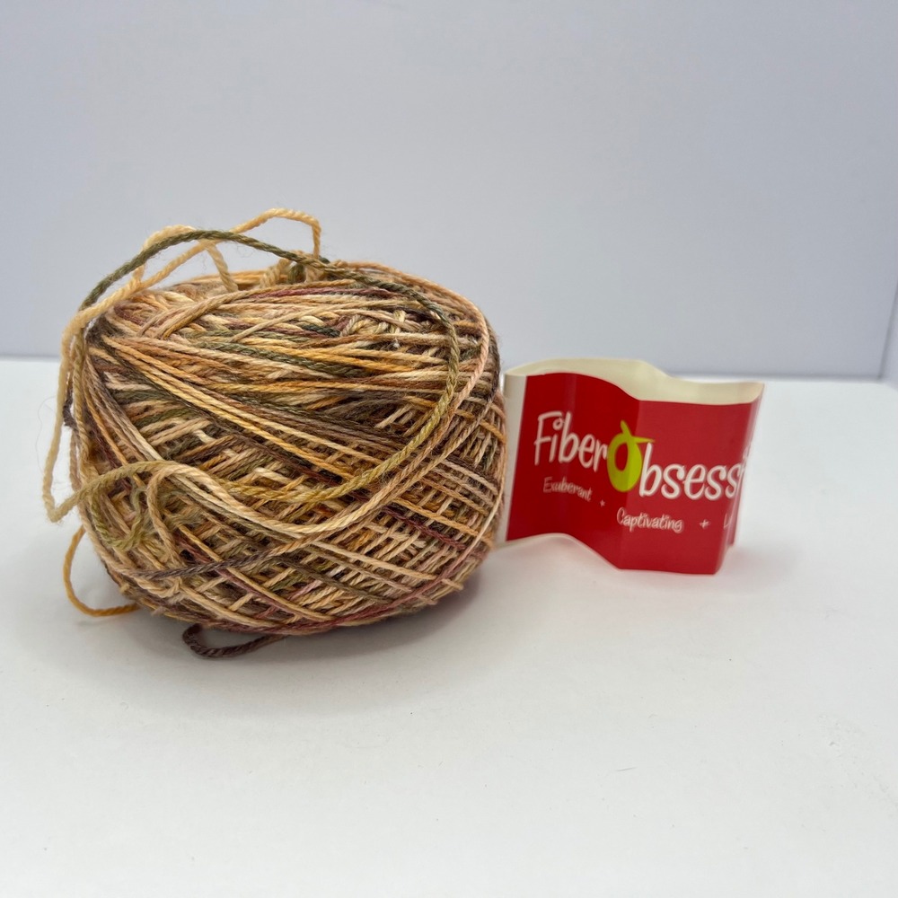 Fiber Obsessions Hand-Dyed Yarn Superwash Merino Bamboo Color Aftermath 115g NOS